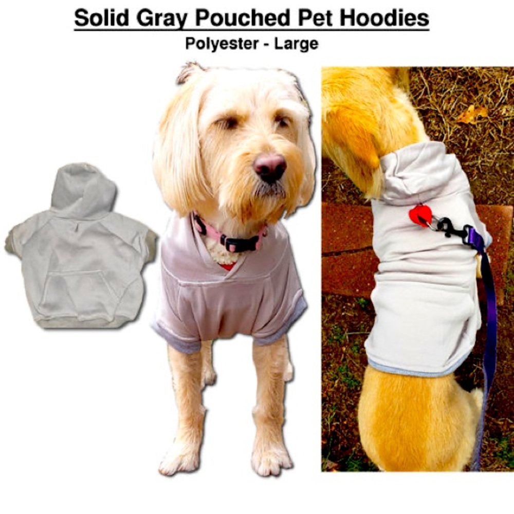 LARGE Solid Gray Dog Hoodies w/ Back Pouch Unbranded